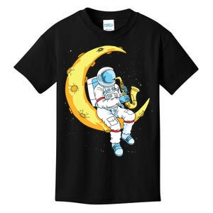 Saxophone Player Astronaut Saxophonist Moon Jazz Musician Kids T-Shirt