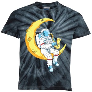 Saxophone Player Astronaut Saxophonist Moon Jazz Musician Kids Tie-Dye T-Shirt