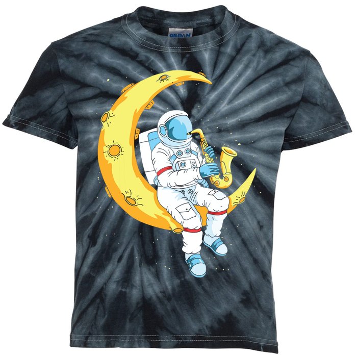 Saxophone Player Astronaut Saxophonist Moon Jazz Musician Kids Tie-Dye T-Shirt