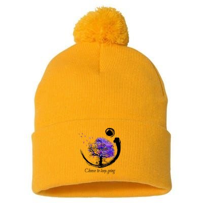 Suicide Prevention Awareness Choose To Keep Going Pom Pom 12in Knit Beanie