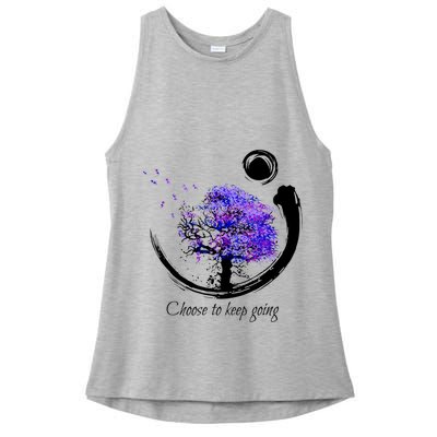 Suicide Prevention Awareness Choose To Keep Going Ladies PosiCharge Tri-Blend Wicking Tank