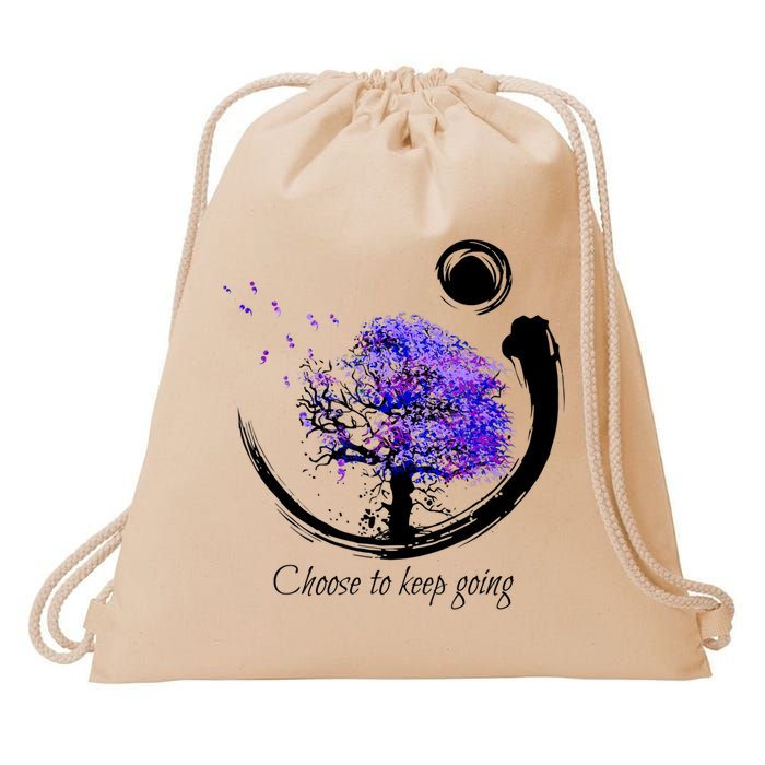 Suicide Prevention Awareness Choose To Keep Going Drawstring Bag