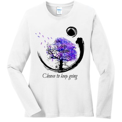 Suicide Prevention Awareness Choose To Keep Going Ladies Long Sleeve Shirt