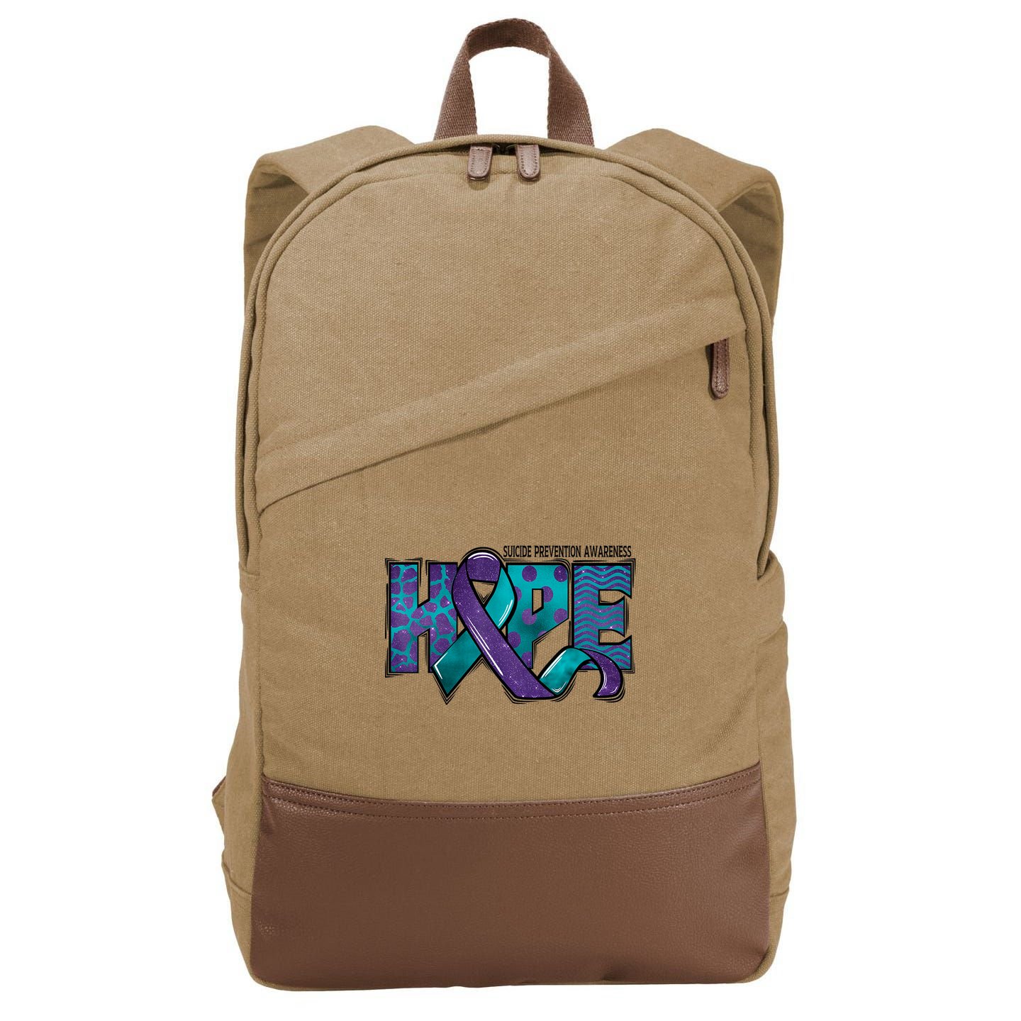 Suicide Prevention Awareness Warrior Hope Ribbon You Matter Cotton Canvas Backpack