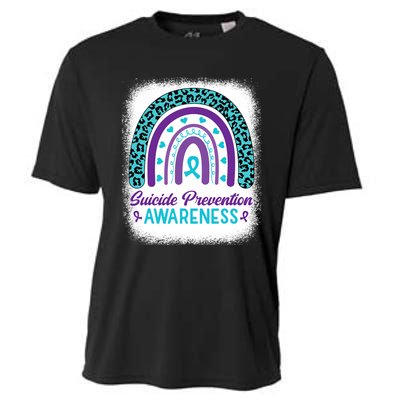 Suicide Prevention Awareness Rainbow Teal & Purple Ribbon Cooling Performance Crew T-Shirt