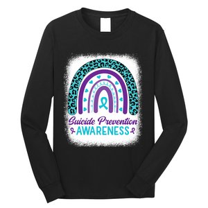 Suicide Prevention Awareness Rainbow Teal & Purple Ribbon Long Sleeve Shirt