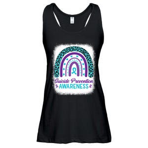 Suicide Prevention Awareness Rainbow Teal & Purple Ribbon Ladies Essential Flowy Tank