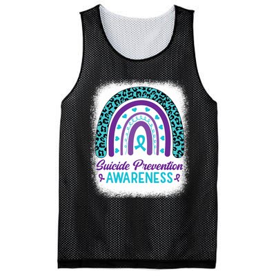 Suicide Prevention Awareness Rainbow Teal & Purple Ribbon Mesh Reversible Basketball Jersey Tank