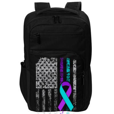 Suicide Prevention Awareness American Flag Ribbon Support Great Gift Impact Tech Backpack