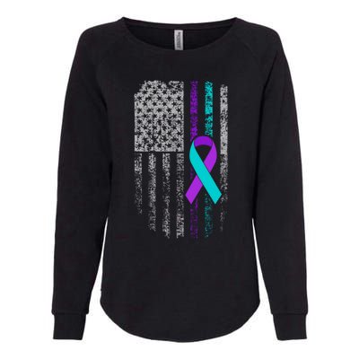 Suicide Prevention Awareness American Flag Ribbon Support Great Gift Womens California Wash Sweatshirt