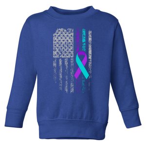 Suicide Prevention Awareness American Flag Ribbon Support Great Gift Toddler Sweatshirt