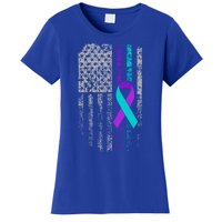 Suicide Prevention Awareness American Flag Ribbon Support Great Gift Women's T-Shirt