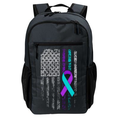 Suicide Prevention Awareness American Flag Ribbon Support Great Gift Daily Commute Backpack