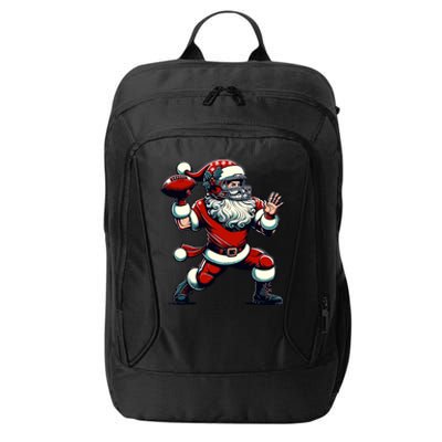 Santa Playing American Football Christmas City Backpack