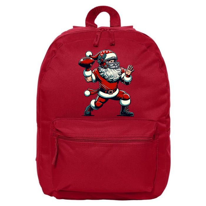 Santa Playing American Football Christmas 16 in Basic Backpack