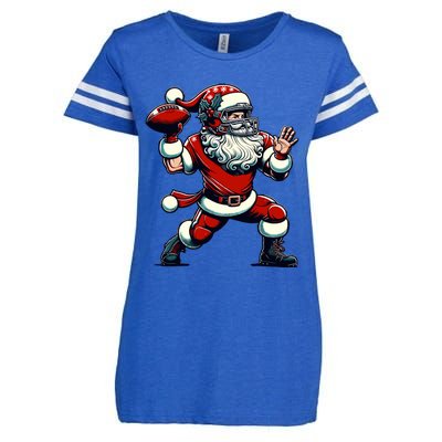 Santa Playing American Football Christmas Enza Ladies Jersey Football T-Shirt