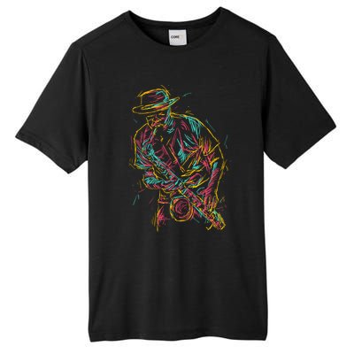 Saxophone Player Abstract Art Gift Tall Fusion ChromaSoft Performance T-Shirt