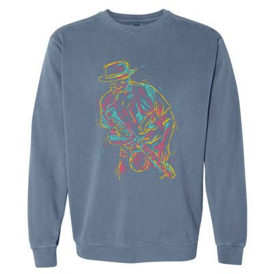 Saxophone Player Abstract Art Gift Garment-Dyed Sweatshirt