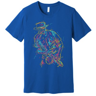 Saxophone Player Abstract Art Gift Premium T-Shirt