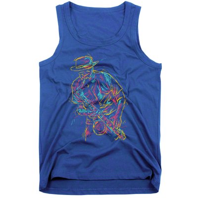 Saxophone Player Abstract Art Gift Tank Top