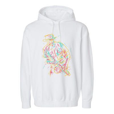 Saxophone Player Abstract Art Gift Garment-Dyed Fleece Hoodie