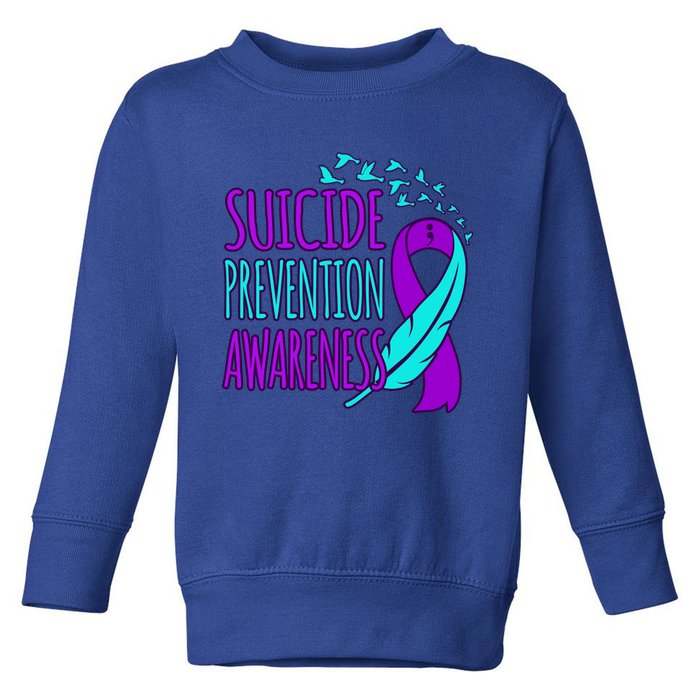 Suicide Prevention Awareness Happy Ribbon Support Graphic Funny Gift Toddler Sweatshirt