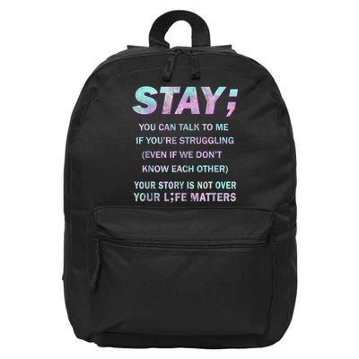 Suicide Prevention Awareness Shirt Stay Your Life Matters 16 in Basic Backpack