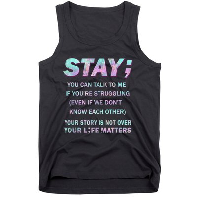 Suicide Prevention Awareness Shirt Stay Your Life Matters Tank Top