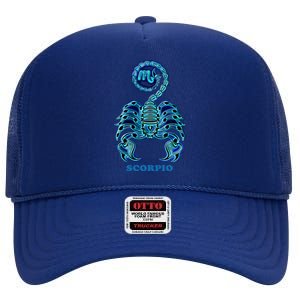 Scorpio Personality Astrology Zodiac Sign Horoscope Design Funny Gift High Crown Mesh Back Trucker Hat