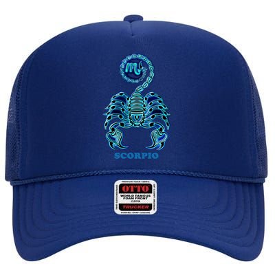 Scorpio Personality Astrology Zodiac Sign Horoscope Design Funny Gift High Crown Mesh Back Trucker Hat