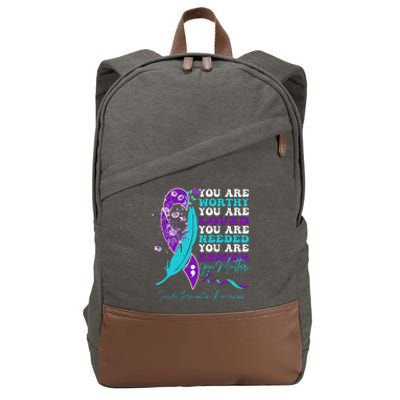 Suicide Prevention Awareness positive motivational quote Cotton Canvas Backpack