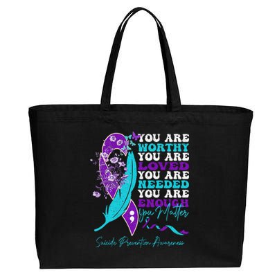 Suicide Prevention Awareness positive motivational quote Cotton Canvas Jumbo Tote