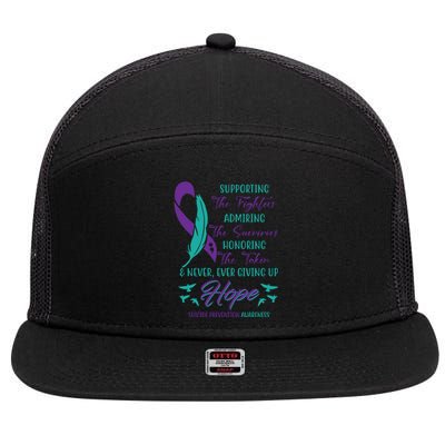 Suicide Prevention Awareness Hope Quote 7 Panel Mesh Trucker Snapback Hat