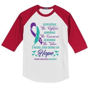 Suicide Prevention Awareness Hope Quote Kids Colorblock Raglan Jersey