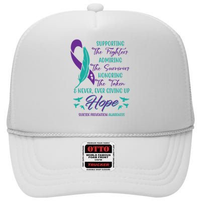 Suicide Prevention Awareness Hope Quote High Crown Mesh Back Trucker Hat