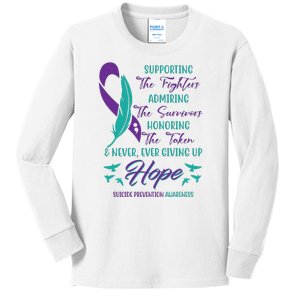 Suicide Prevention Awareness Hope Quote Kids Long Sleeve Shirt