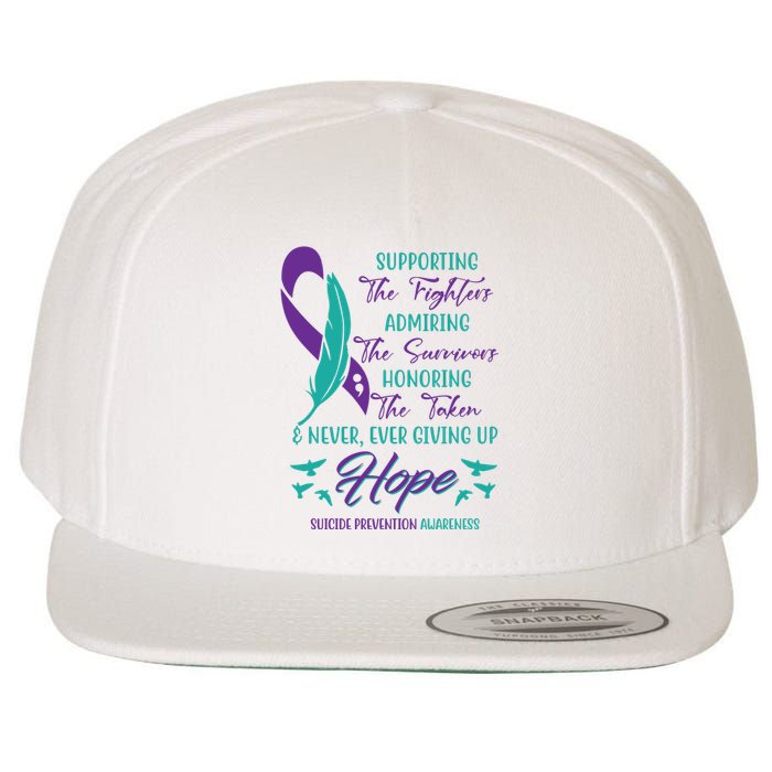 Suicide Prevention Awareness Hope Quote Wool Snapback Cap