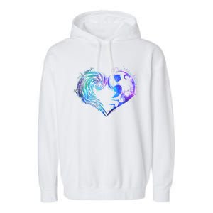 Suicide Prevention Awareness Teal Purple Heart You Matter Funny Gift Garment-Dyed Fleece Hoodie