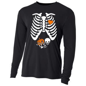 Skeleton Pregnancy Announcement Mom Cooling Performance Long Sleeve Crew