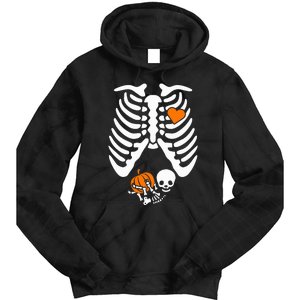 Skeleton Pregnancy Announcement Mom Tie Dye Hoodie