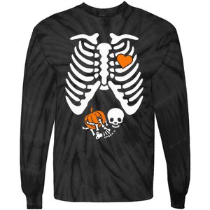 Skeleton Pregnancy Announcement Mom Tie-Dye Long Sleeve Shirt