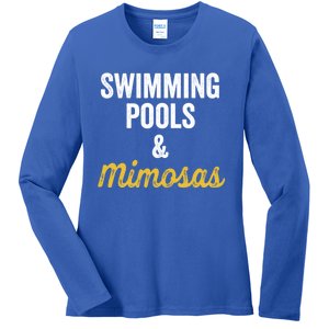 Swimming Pools And Mimosas Day Er Poolside S Brunch Funny Gift Ladies Long Sleeve Shirt