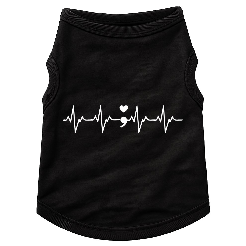 Suicide Prevention Awareness HeartBeat Semicolon Gift Doggie Tank
