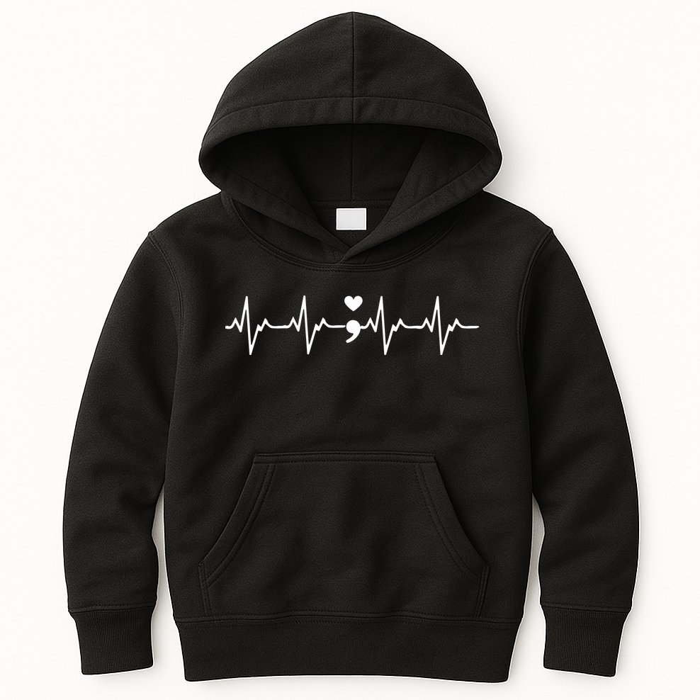 Suicide Prevention Awareness HeartBeat Semicolon Gift Kids Hoodie