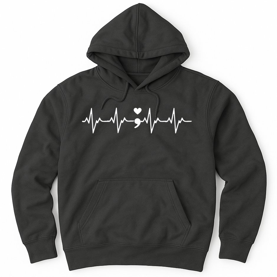 Suicide Prevention Awareness HeartBeat Semicolon Gift Hoodie