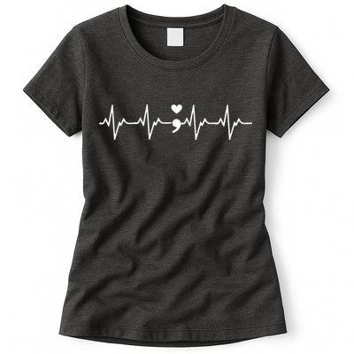 Suicide Prevention Awareness HeartBeat Semicolon Gift Womens T-Shirt