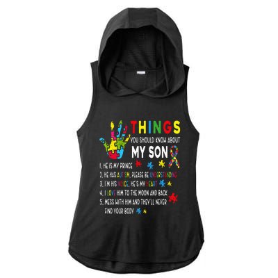 Support Parents Autism Mom Dad Ladies PosiCharge Tri-Blend Wicking Draft Hoodie Tank