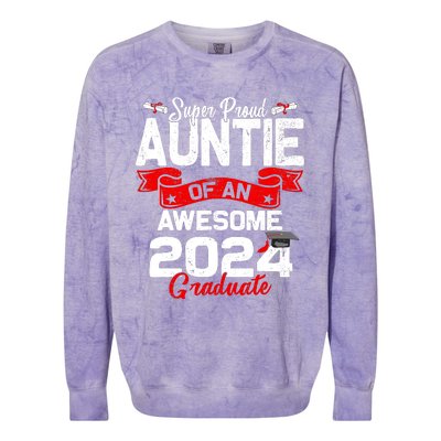 Super Proud Auntie Of A 2024 Graduate 24 Graduation Colorblast Crewneck Sweatshirt