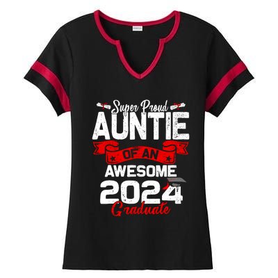 Super Proud Auntie Of A 2024 Graduate 24 Graduation Ladies Halftime Notch Neck Tee