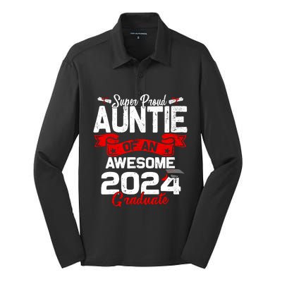 Super Proud Auntie Of A 2024 Graduate 24 Graduation Silk Touch Performance Long Sleeve Polo